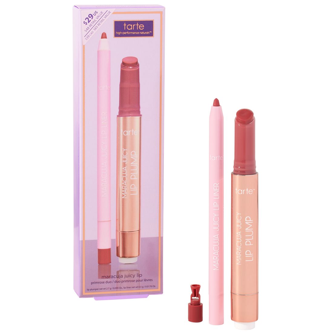 Tarte 2-Pc. Maracuja Juicy Lip Rose Lip Liner and Lip Balm Duo Set