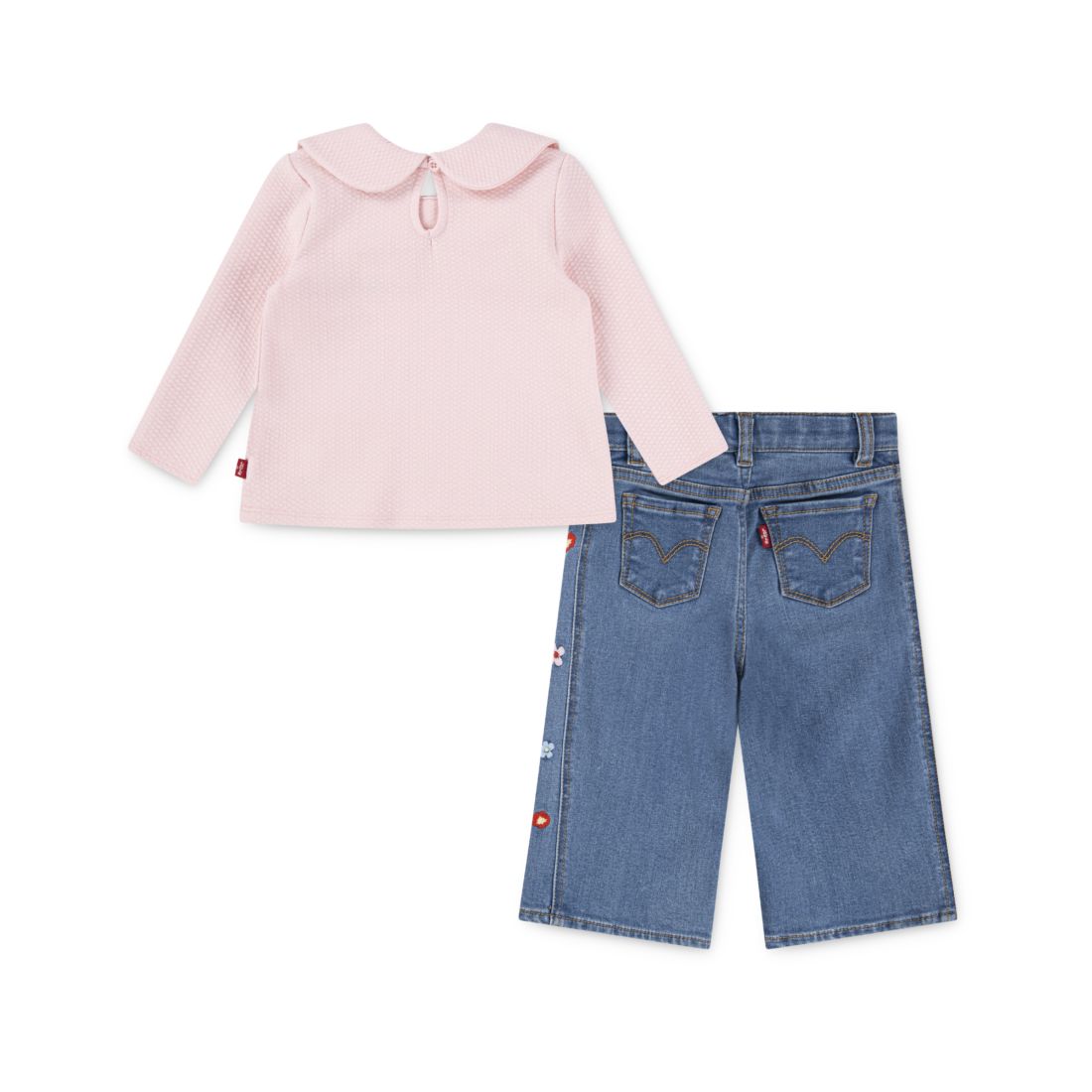 Levi's Little Girls 2-Piece Bow Top and Wide Jeans Set