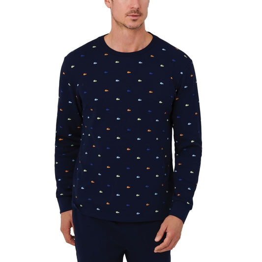 Lacoste Men's All Over Croc Print Long-Sleeve Thermal Sleep Shirt