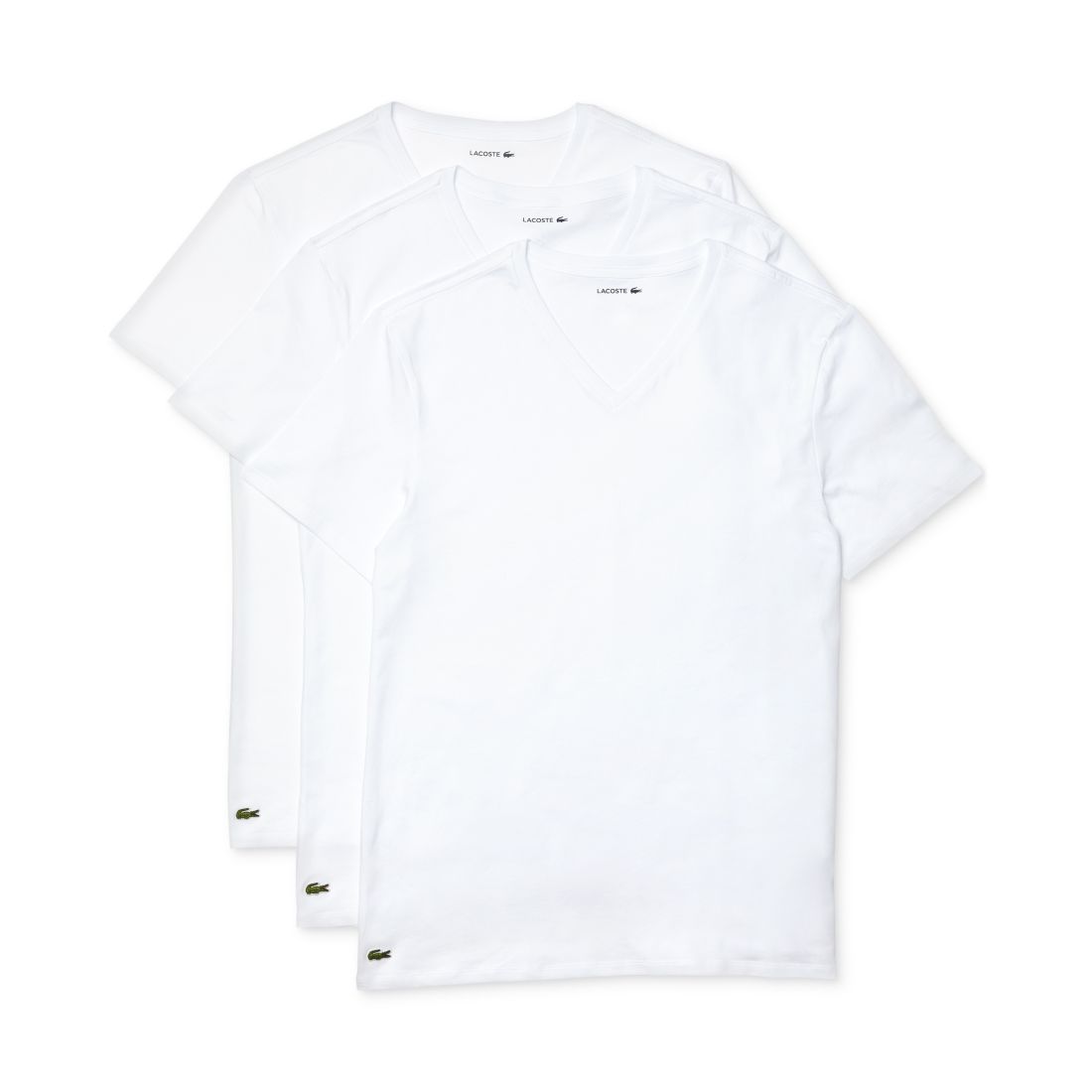 Lacoste Men's 3-Pack Regular Fit V-Neck Undershirts