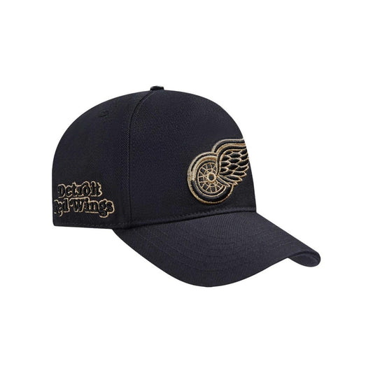 Pro Standard Men's Black Detroit Red Wings Metallic Logo Pinch Front Adjustable Hat