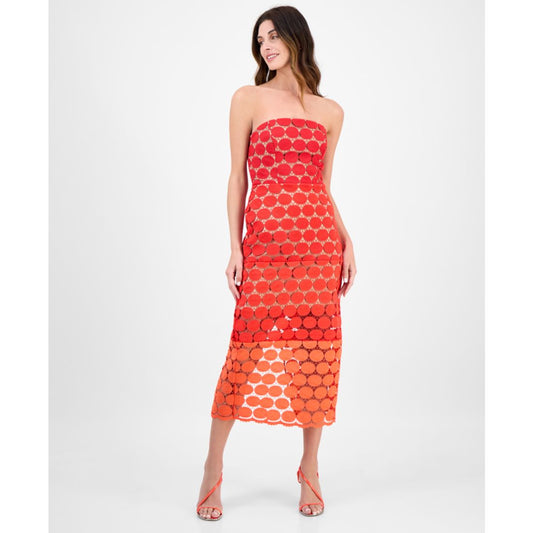 Sam Edelman Women's Dotted Lace Strapless Midi Dress