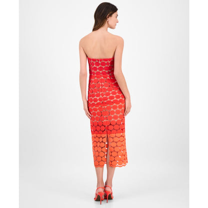 Sam Edelman Women's Dotted Lace Strapless Midi Dress