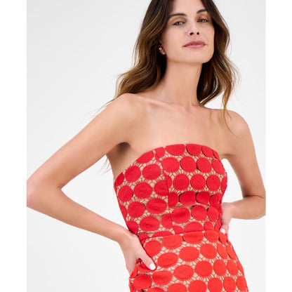 Sam Edelman Women's Dotted Lace Strapless Midi Dress