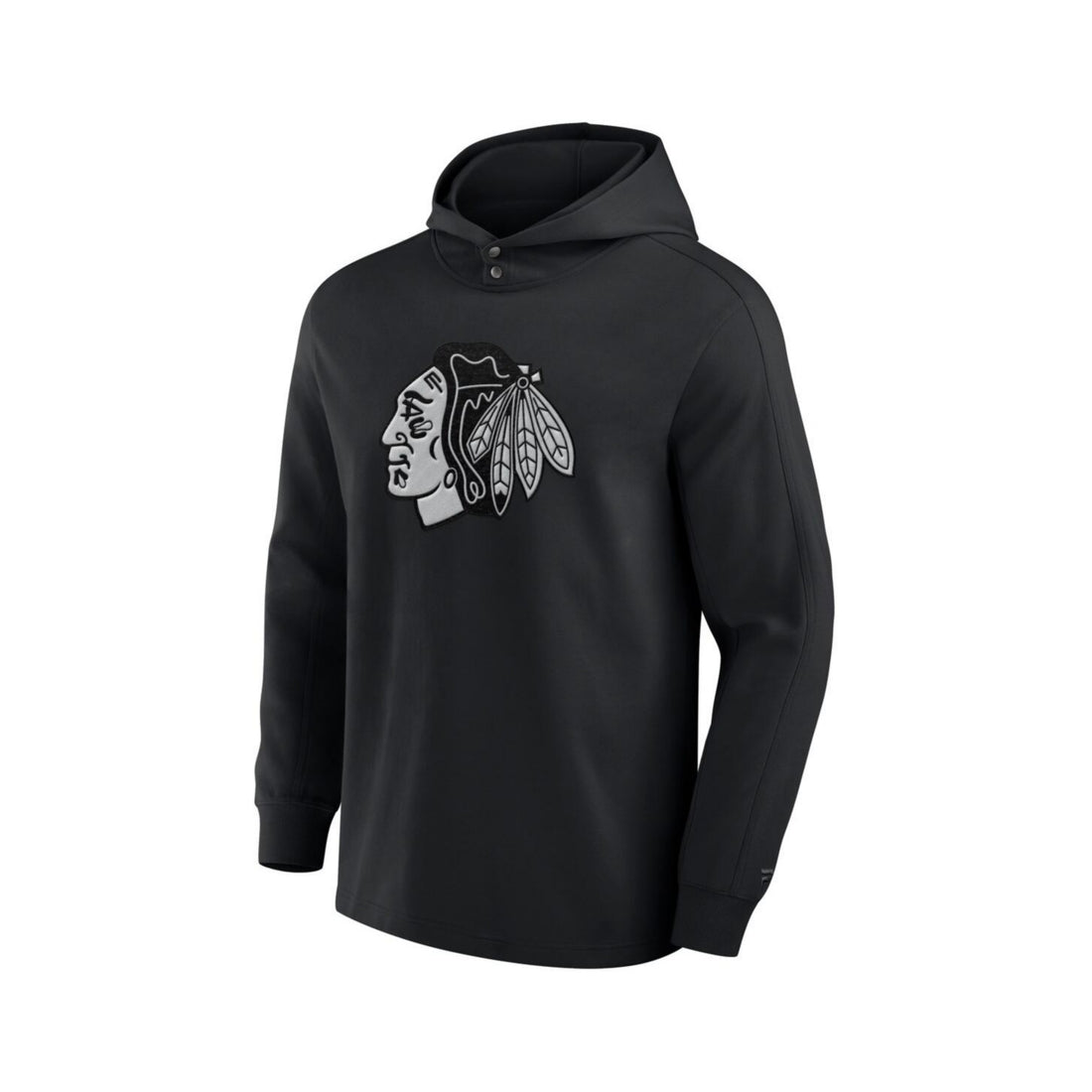 Fanatics Men's Black Chicago Blackhawks Elements Blaze Tri-Blend Long Sleeve Hoodie T-Shirt