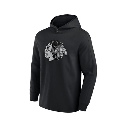 Fanatics Men's Black Chicago Blackhawks Elements Blaze Tri-Blend Long Sleeve Hoodie T-Shirt