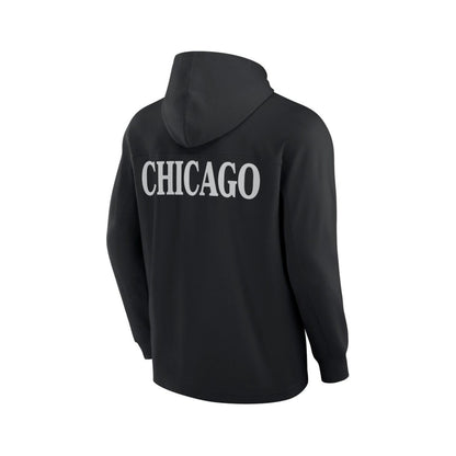 Fanatics Men's Black Chicago Blackhawks Elements Blaze Tri-Blend Long Sleeve Hoodie T-Shirt