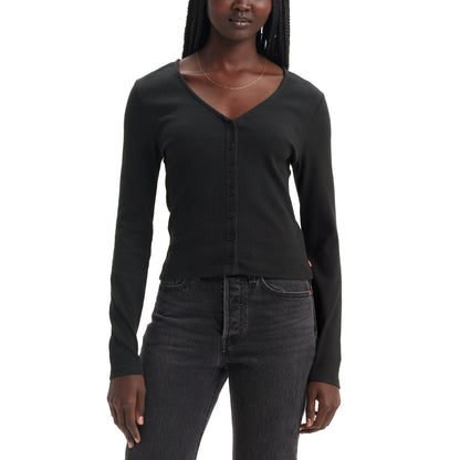 Levi's Women's Muse Ribbed Long-Sleeve Button-Up Top