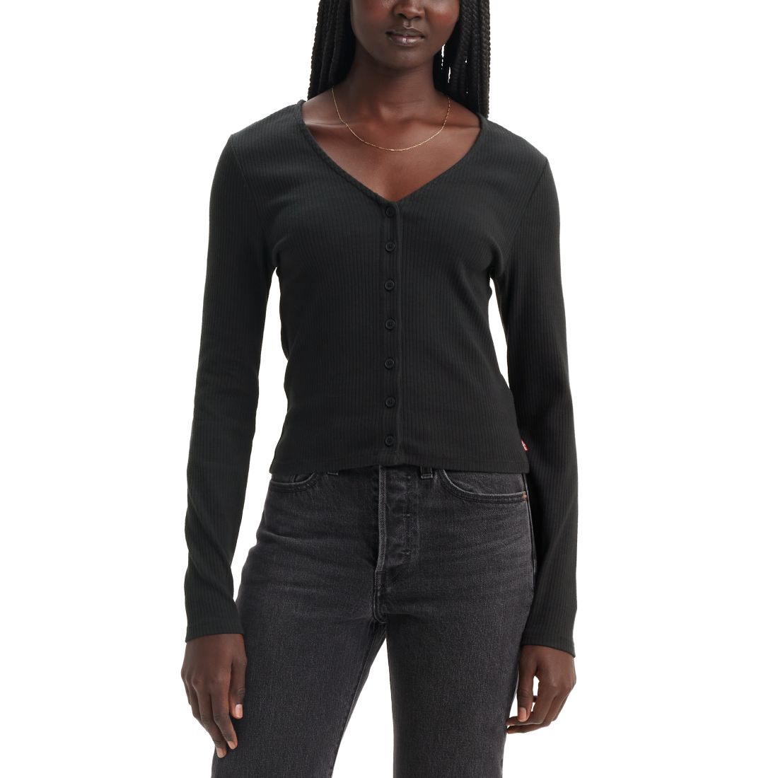 Levi's Women's Muse Ribbed Long-Sleeve Button-Up Top