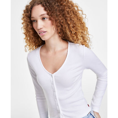 Levi's Women's Muse Ribbed Long-Sleeve Button-Up Top