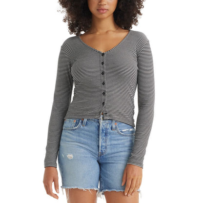 Levi's Women's Muse Ribbed Long-Sleeve Button-Up Top