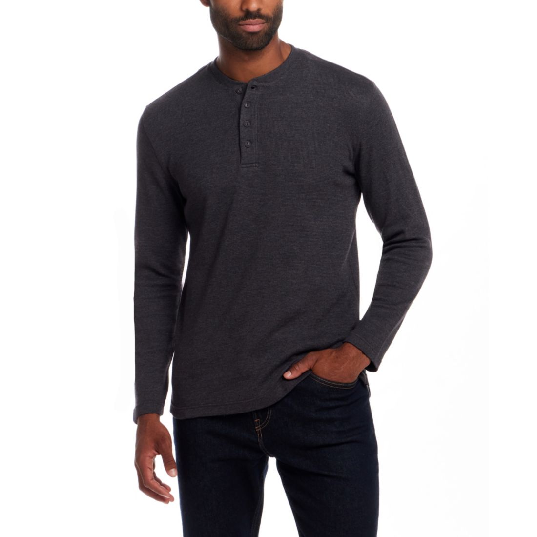 Weatherproof Vintage Men's Long Sleeve Waffle Henley Neck T-Shirt