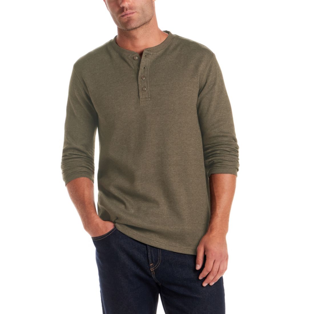 Weatherproof Vintage Men's Long Sleeve Waffle Henley Neck T-Shirt