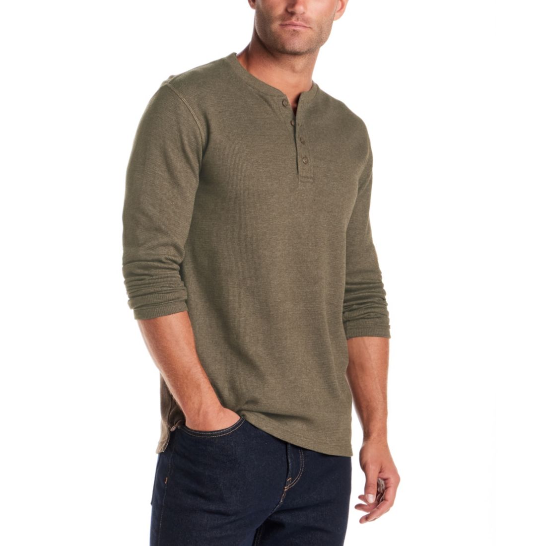 Weatherproof Vintage Men's Long Sleeve Waffle Henley Neck T-Shirt