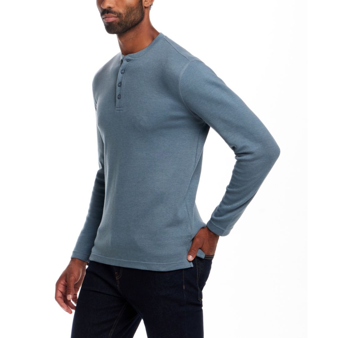 Weatherproof Vintage Men's Long Sleeve Waffle Henley Neck T-Shirt