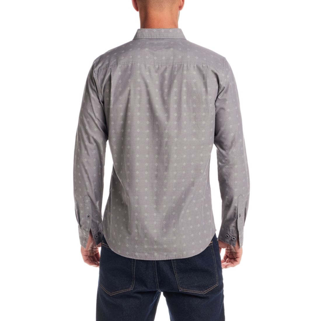 Weatherproof Vintage Men's Long Sleeve Jacquard Dobby Chambray Shirt