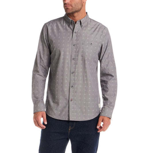 Weatherproof Vintage Men's Long Sleeve Jacquard Dobby Chambray Shirt
