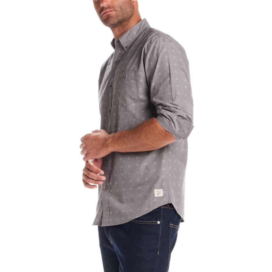 Weatherproof Vintage Men's Long Sleeve Jacquard Dobby Chambray Shirt