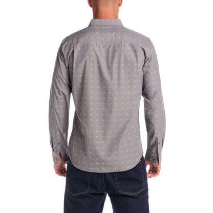Weatherproof Vintage Men's Long Sleeve Jacquard Dobby Chambray Shirt