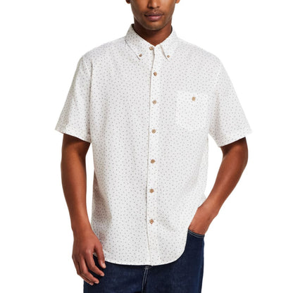 Weatherproof Vintage Men's Short Sleeve Print Linen Cotton Shirt