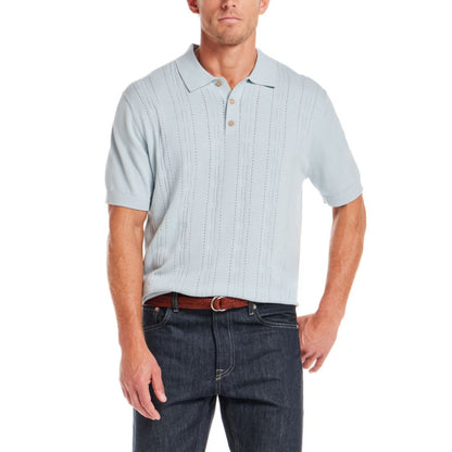 Weatherproof Vintage Men's Regular-Fit 100% Cotton Pointelle Sweater-Knit Polo Shirt