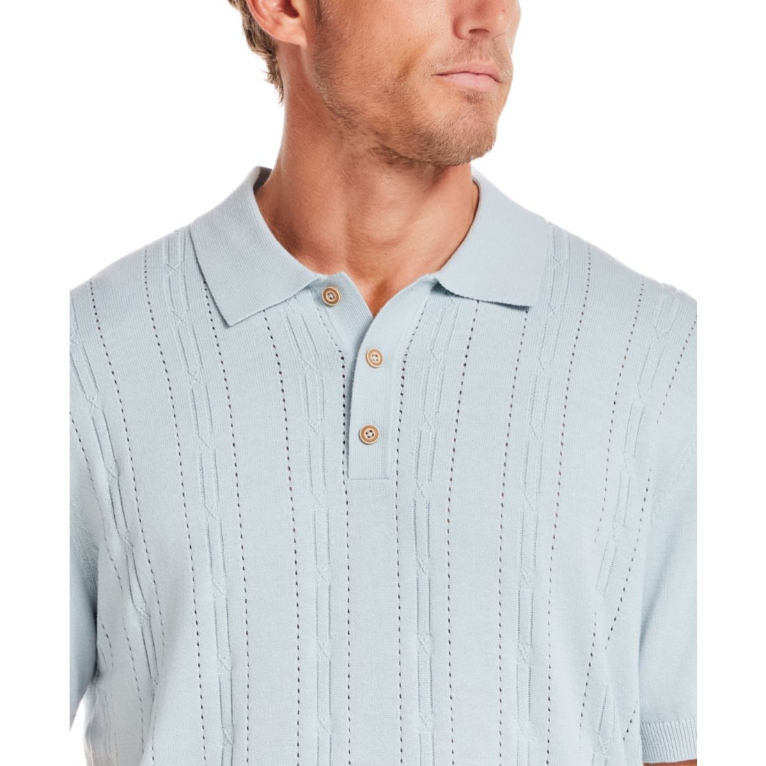 Weatherproof Vintage Men's Regular-Fit 100% Cotton Pointelle Sweater-Knit Polo Shirt
