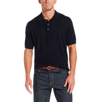 Weatherproof Vintage Men's Regular-Fit 100% Cotton Pointelle Sweater-Knit Polo Shirt