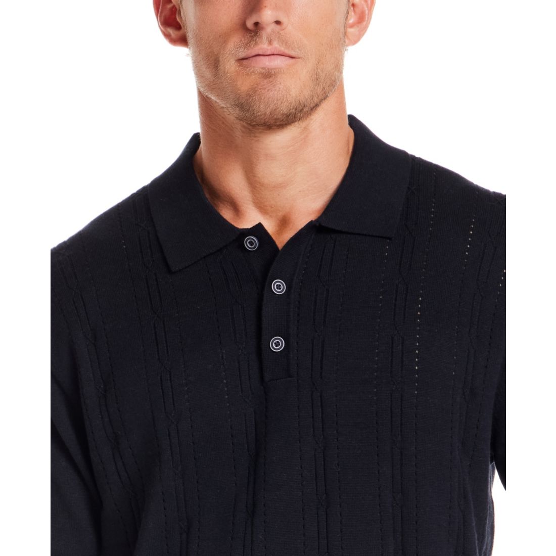Weatherproof Vintage Men's Regular-Fit 100% Cotton Pointelle Sweater-Knit Polo Shirt