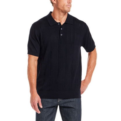 Weatherproof Vintage Men's Regular-Fit 100% Cotton Pointelle Sweater-Knit Polo Shirt