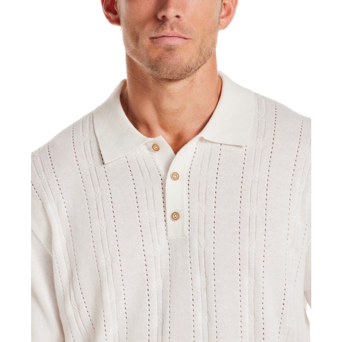 Weatherproof Vintage Men's Regular-Fit 100% Cotton Pointelle Sweater-Knit Polo Shirt