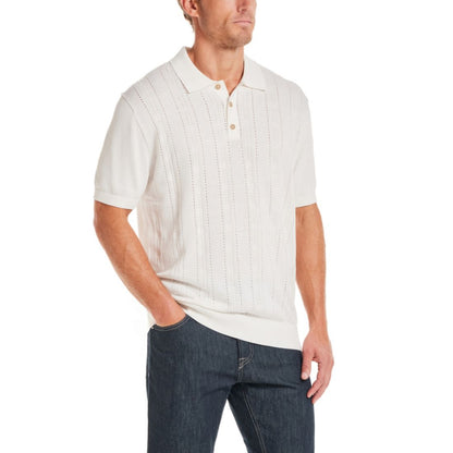 Weatherproof Vintage Men's Regular-Fit 100% Cotton Pointelle Sweater-Knit Polo Shirt