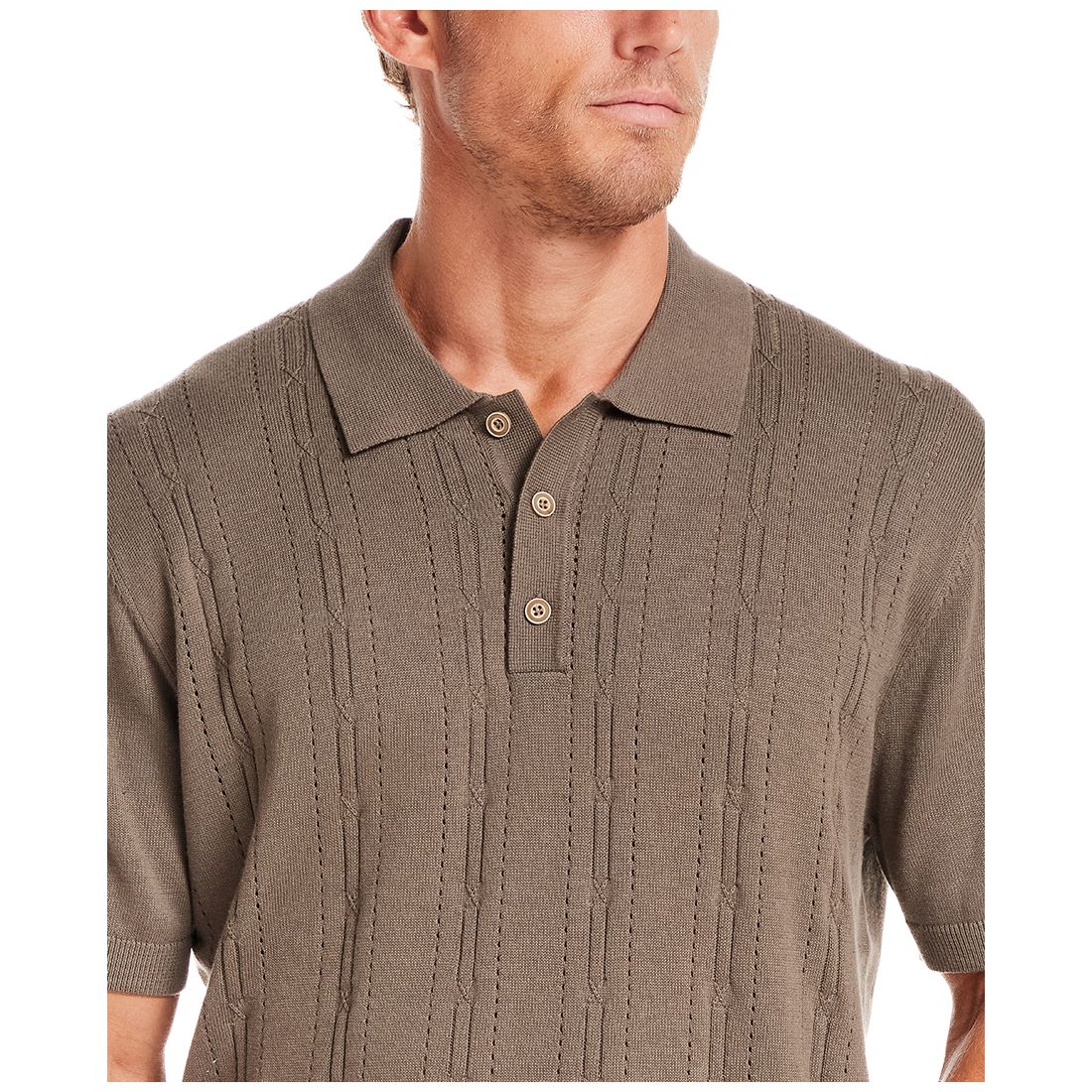 Weatherproof Vintage Men's Regular-Fit 100% Cotton Pointelle Sweater-Knit Polo Shirt
