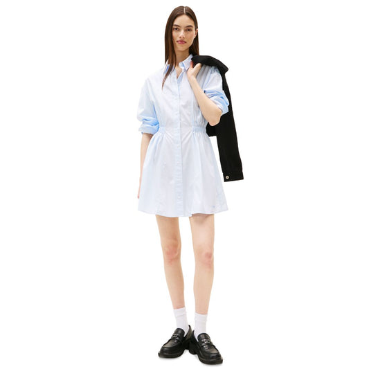 Tommy Jeans Women's Pinstripe Tie-Back Shirtdress - Light Powdery Blue / Stripe