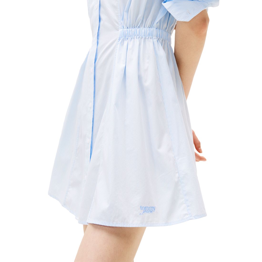 Tommy Jeans Women's Pinstripe Tie-Back Shirtdress - Light Powdery Blue / Stripe