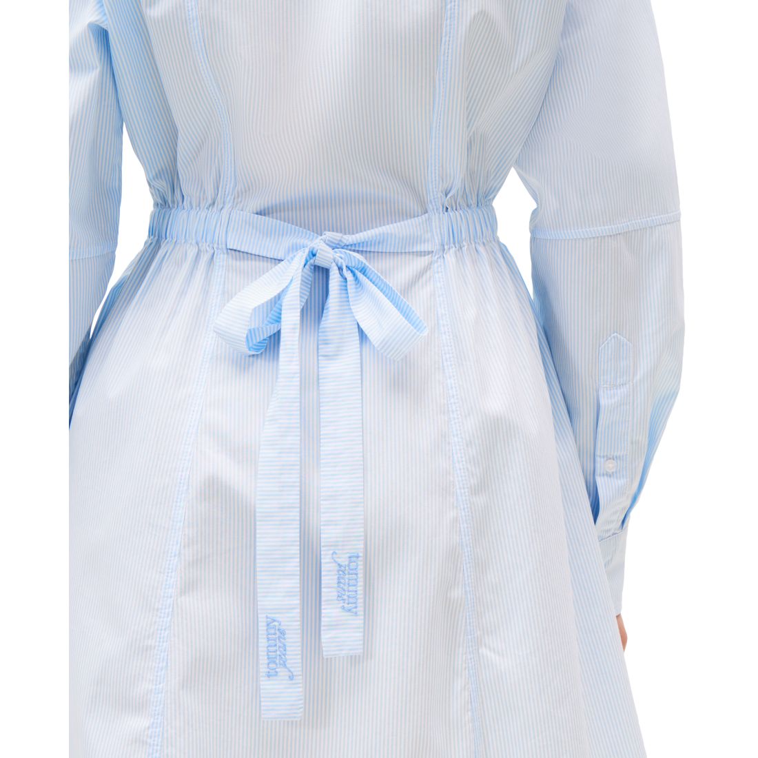 Tommy Jeans Women's Pinstripe Tie-Back Shirtdress - Light Powdery Blue / Stripe