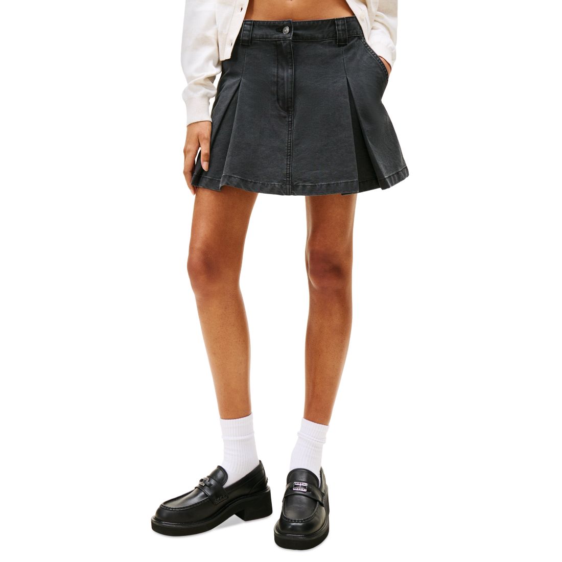 Tommy Jeans Women's Cotton Canvas Pleated Mini Skirt