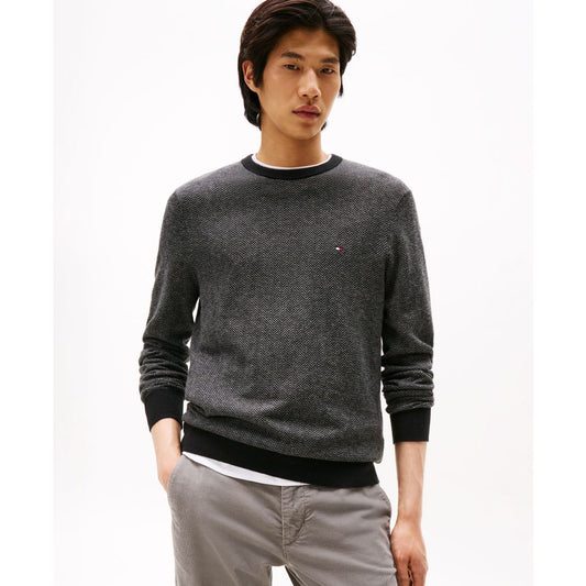 Tommy Hilfiger Men's Pima Cotton Cashmere Herringbone Crewneck Sweater