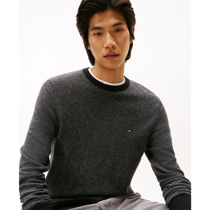 Tommy Hilfiger Men's Pima Cotton Cashmere Herringbone Crewneck Sweater