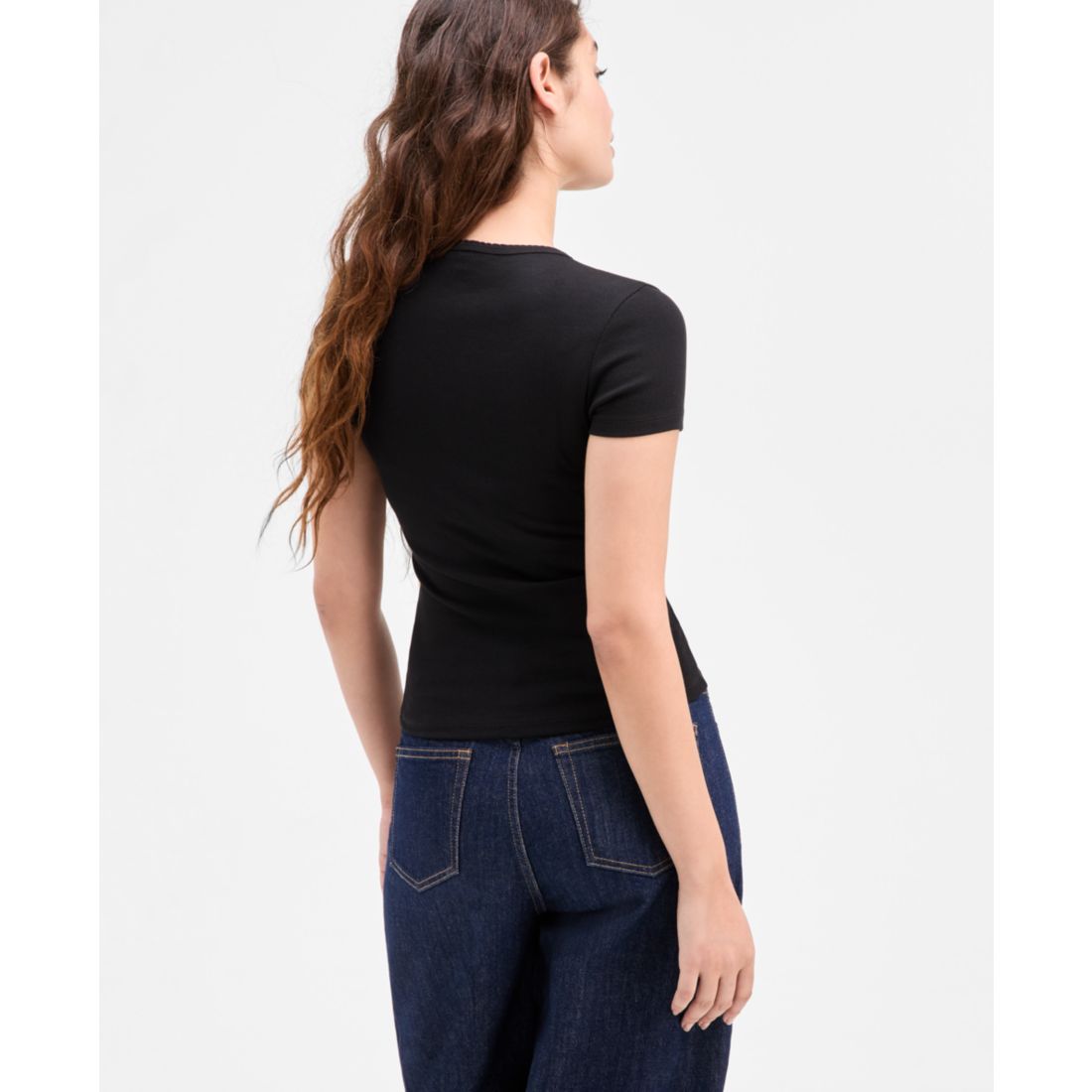 Tommy Jeans Women's Slim Rose Logo Ribbed Short-Sleeve T-Shirt