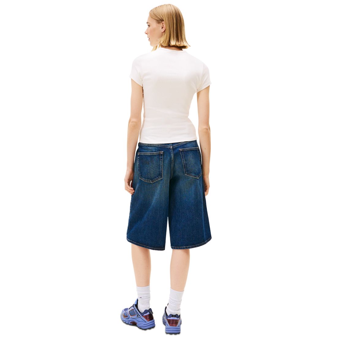 Tommy Jeans Women's Slim Rose Logo Ribbed Short-Sleeve T-Shirt