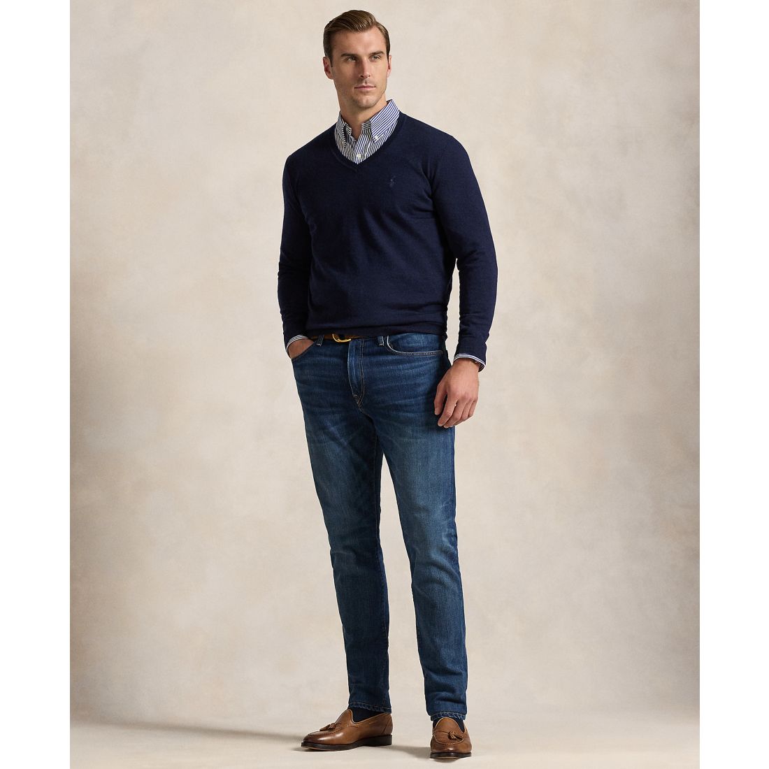 Polo Ralph Lauren Men's Big & Tall Washable Wool V-Neck Sweater