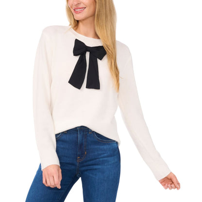 CeCe Women's Bow-Trim Crewneck Sweater