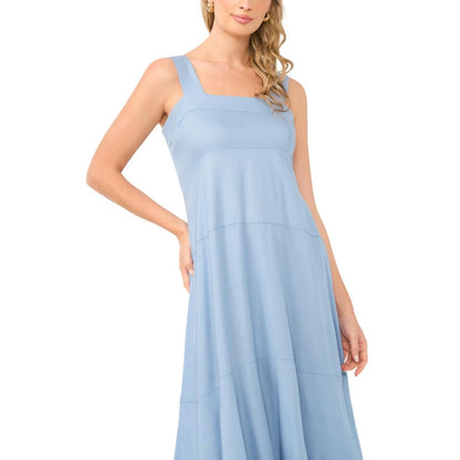 Vince Camuto Women's Challis Square-Neck Smocked-Back Sleeveless Maxi Dress
