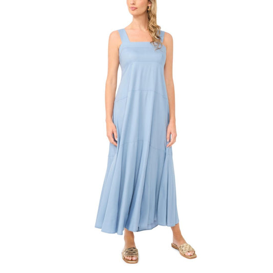 Vince Camuto Women's Challis Square-Neck Smocked-Back Sleeveless Maxi Dress