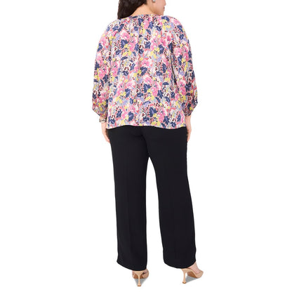 Vince Camuto Plus Size Printed Raglan-Sleeve Blouse