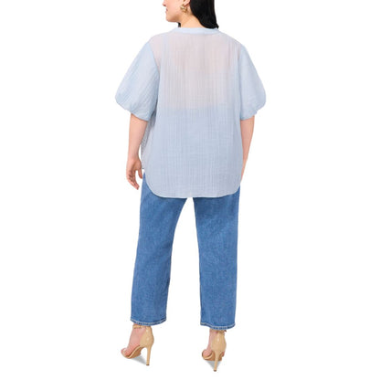 Vince Camuto Plus Size Sequin-Front Balloon-Sleeve Top