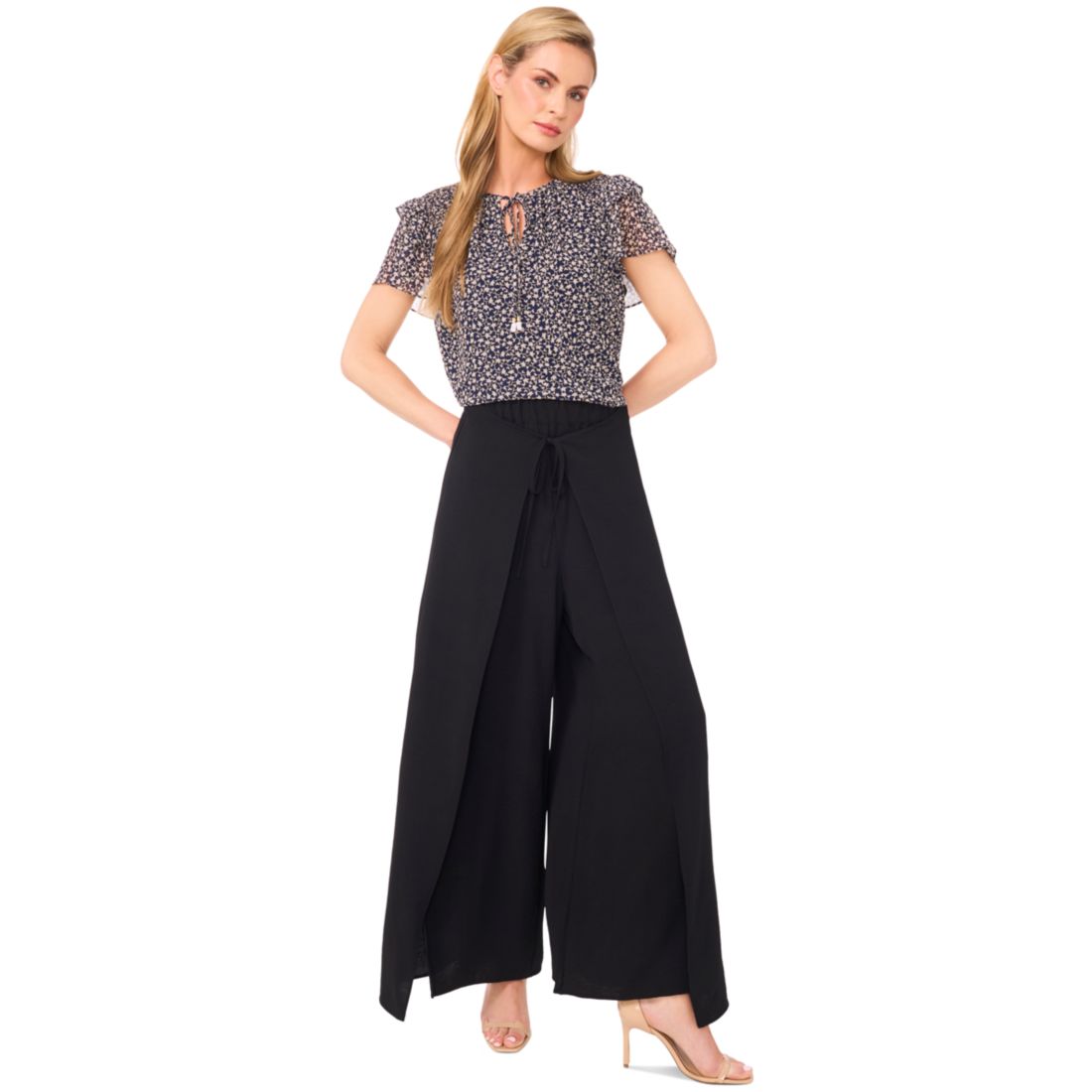 CeCe Women's Tie-Neck Ruffle-Sleeve Blouse