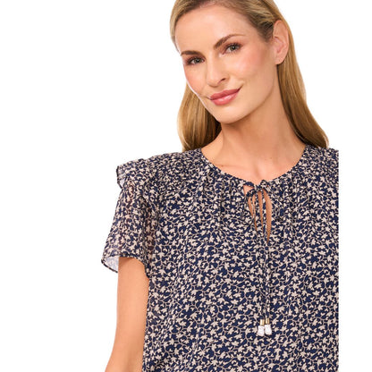 CeCe Women's Tie-Neck Ruffle-Sleeve Blouse