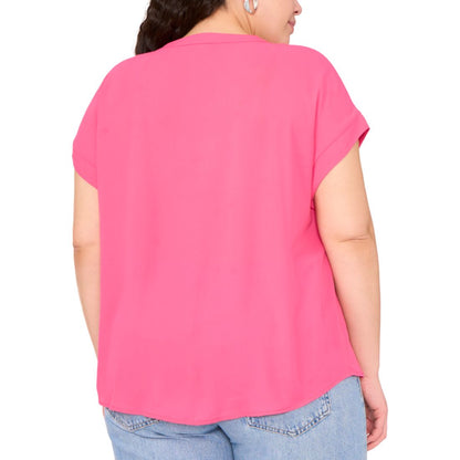 Vince Camuto Plus Size Lace-Up Short-Sleeve Top