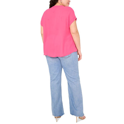 Vince Camuto Plus Size Lace-Up Short-Sleeve Top